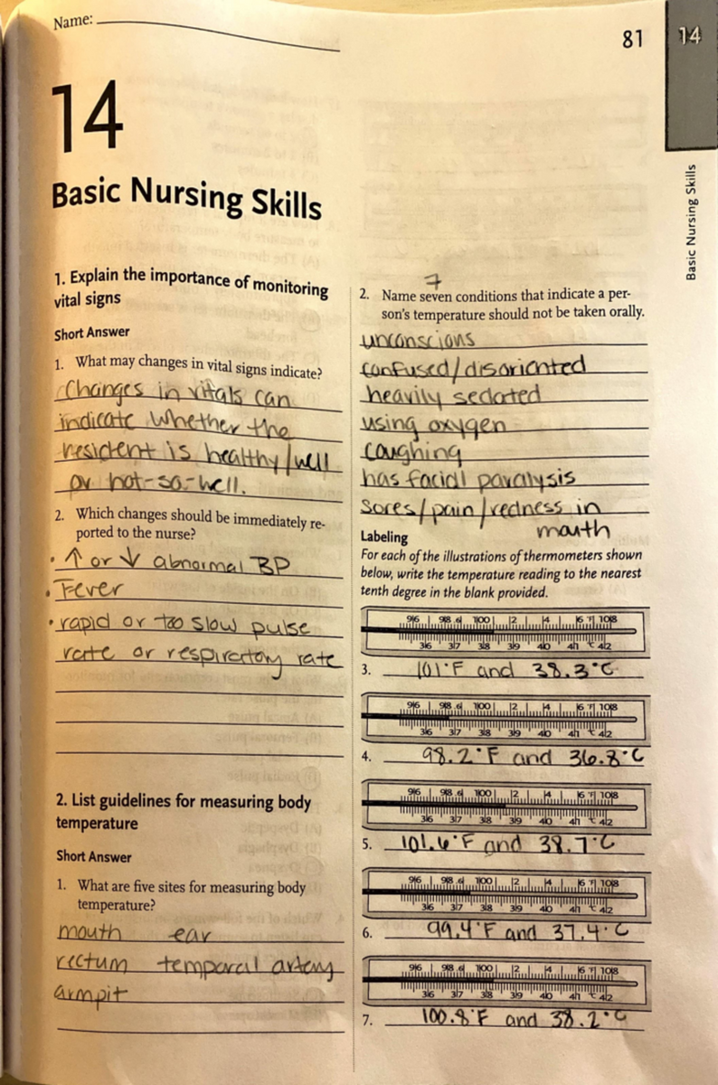 Chapter 14 Essential Nursing Skills And Vital Signs Monitoring Studocu