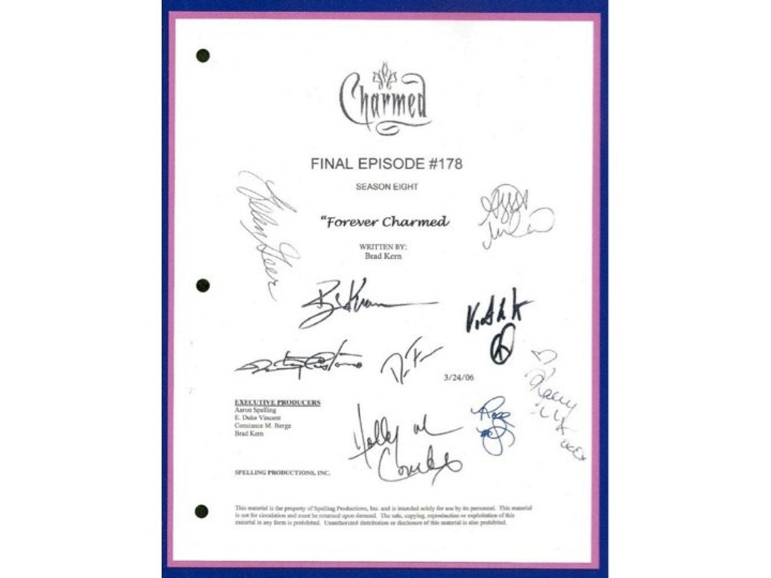 Charmed Final Episode Forever Charmed TV Script Autographed Alyssa Milano Rose Mcgowen Holly Marie Combs Kaley Cuoco Brian Krause Etsy Hong Kong Matilda The Musical November December 2014 Madeleine S Stage