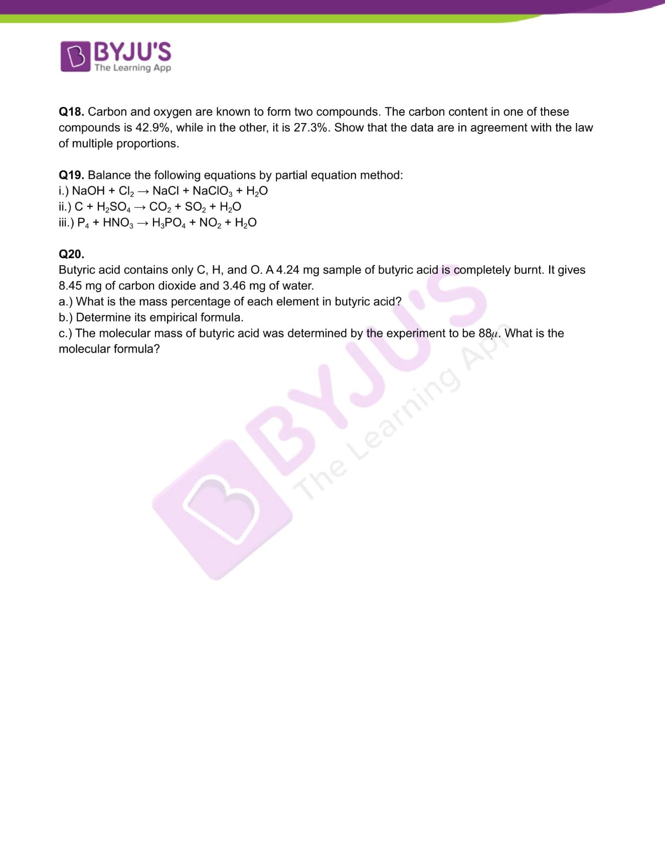 Chemistry Worksheet Class 11 On Chapter 1 Some Basic Concepts Of Chemistry With Answers Set 1