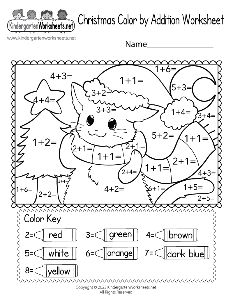 Christmas Color By Addition Worksheet Free Printable Digital PDF FREE Christmas Math Worksheets For Kindergarten