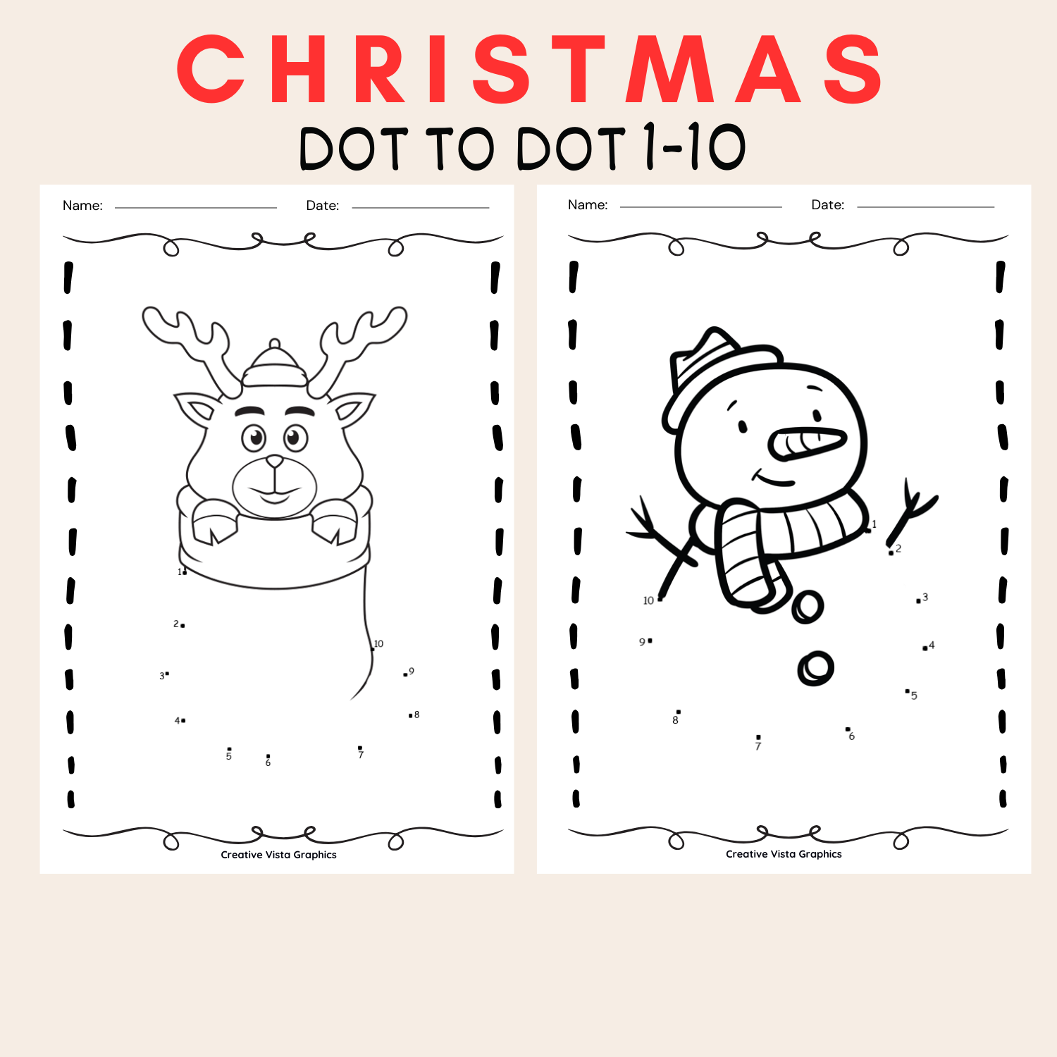 Christmas Dot To Dot 1 10 Easy Connect The Dots Coloring Fun Made By Teachers