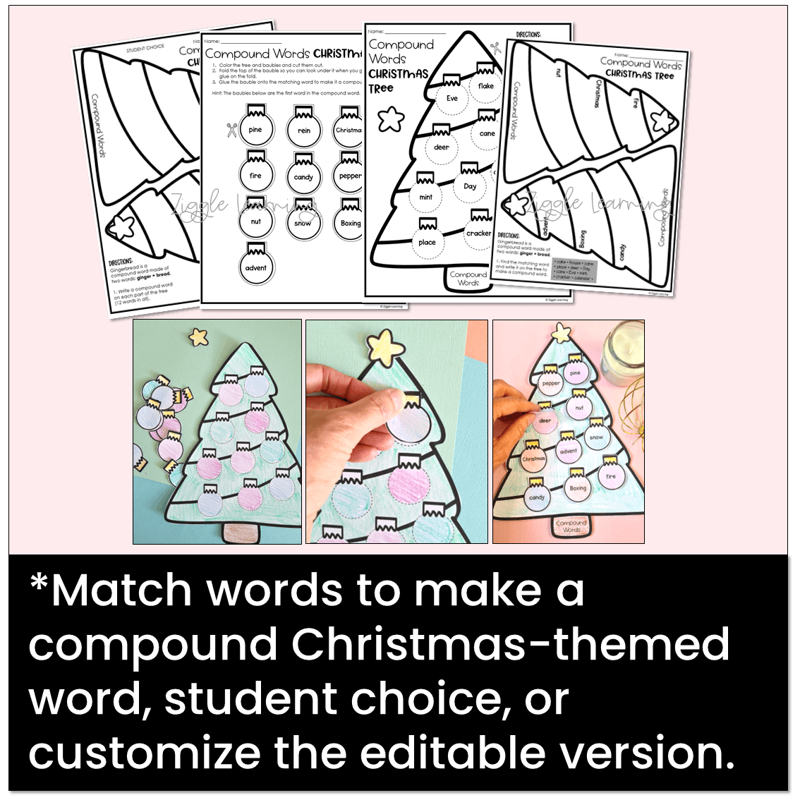 Christmas Tree Compound Words Craft Grammar Activity