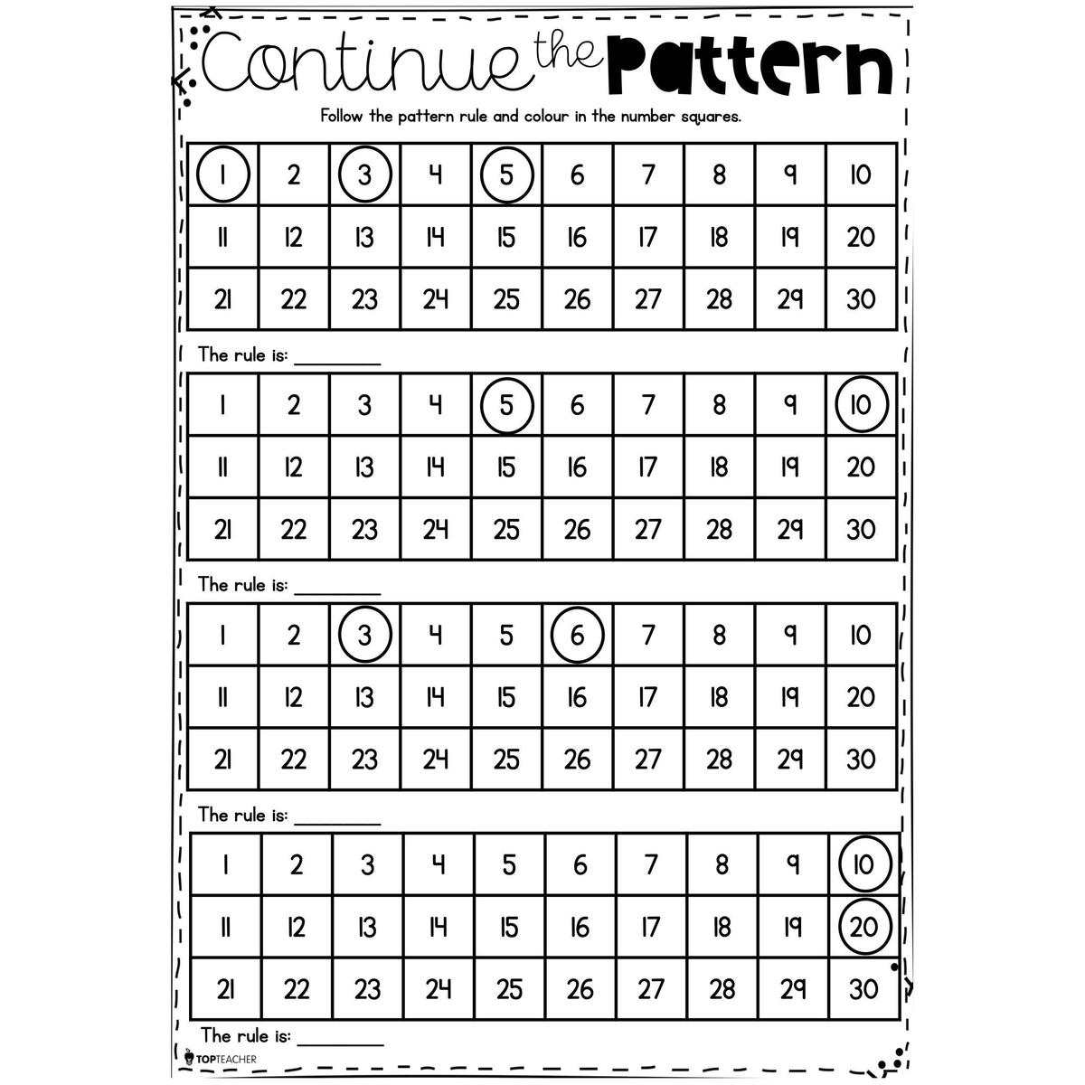 Circle The Number Pattern Worksheets Top Teacher Number Patterns Worksheet Free Printable Digital PDF