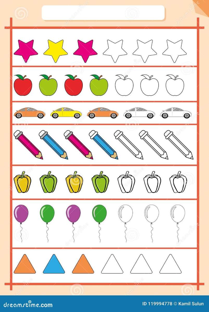 Color And Complete The Pattern Worksheet For Kids Stock Illustration Illustration Of Complete Improve 119994778