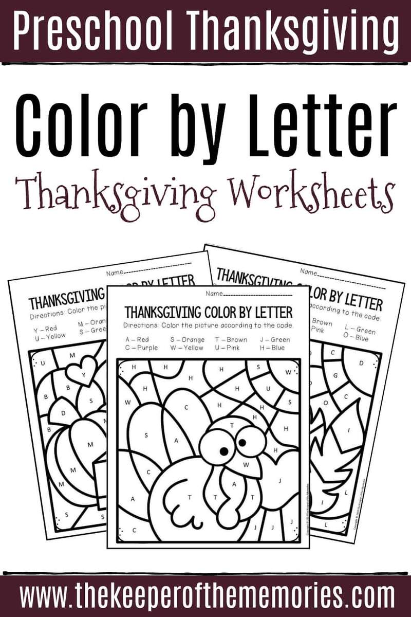 Color By Letter Thanksgiving Preschool Worksheets Turkey Find And Color The Letter Fall Worksheets