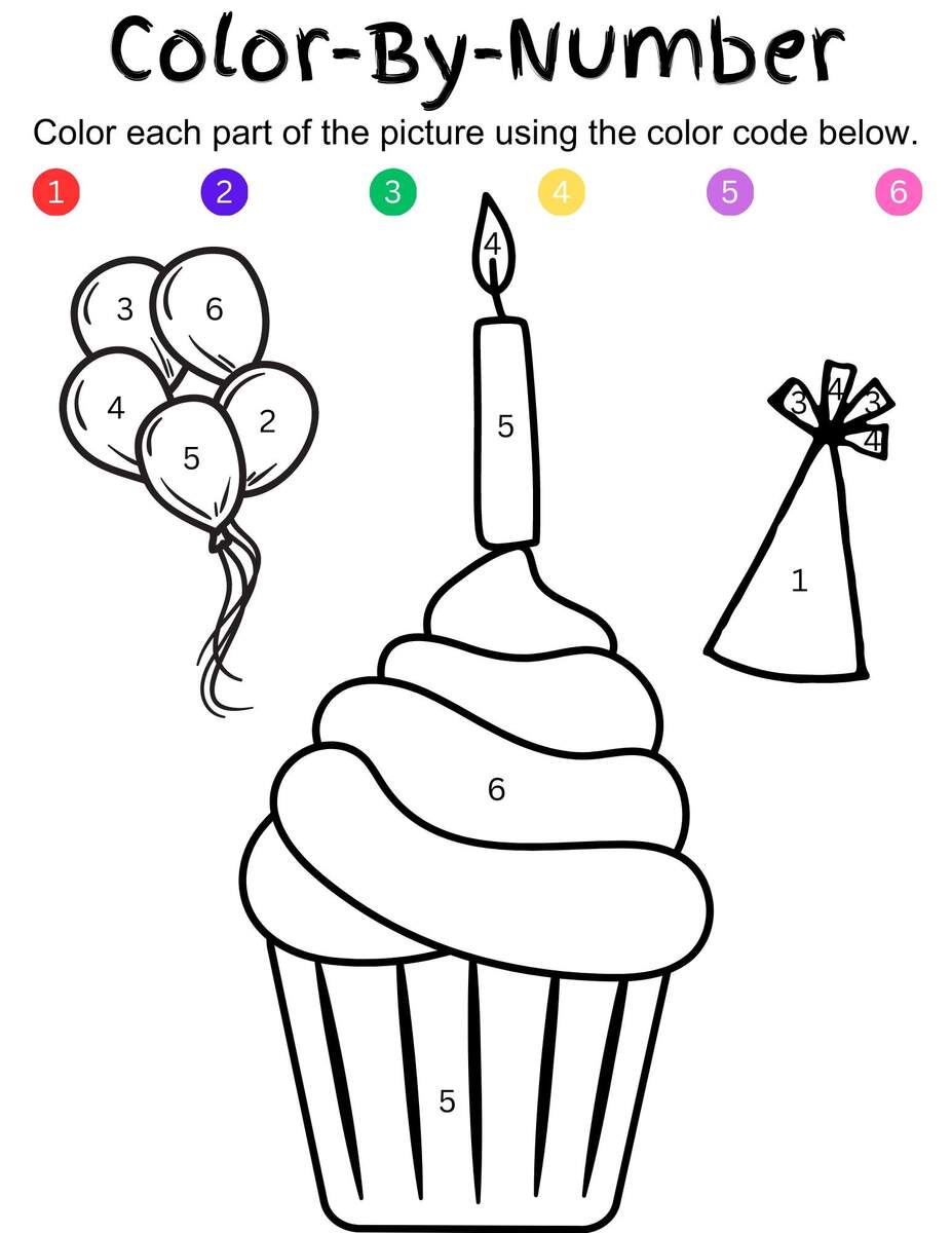Color By Number Birthday Set Color By Number Coloring Page Preschool Homeschool Learning Colors Activity Printable Digital Download Etsy