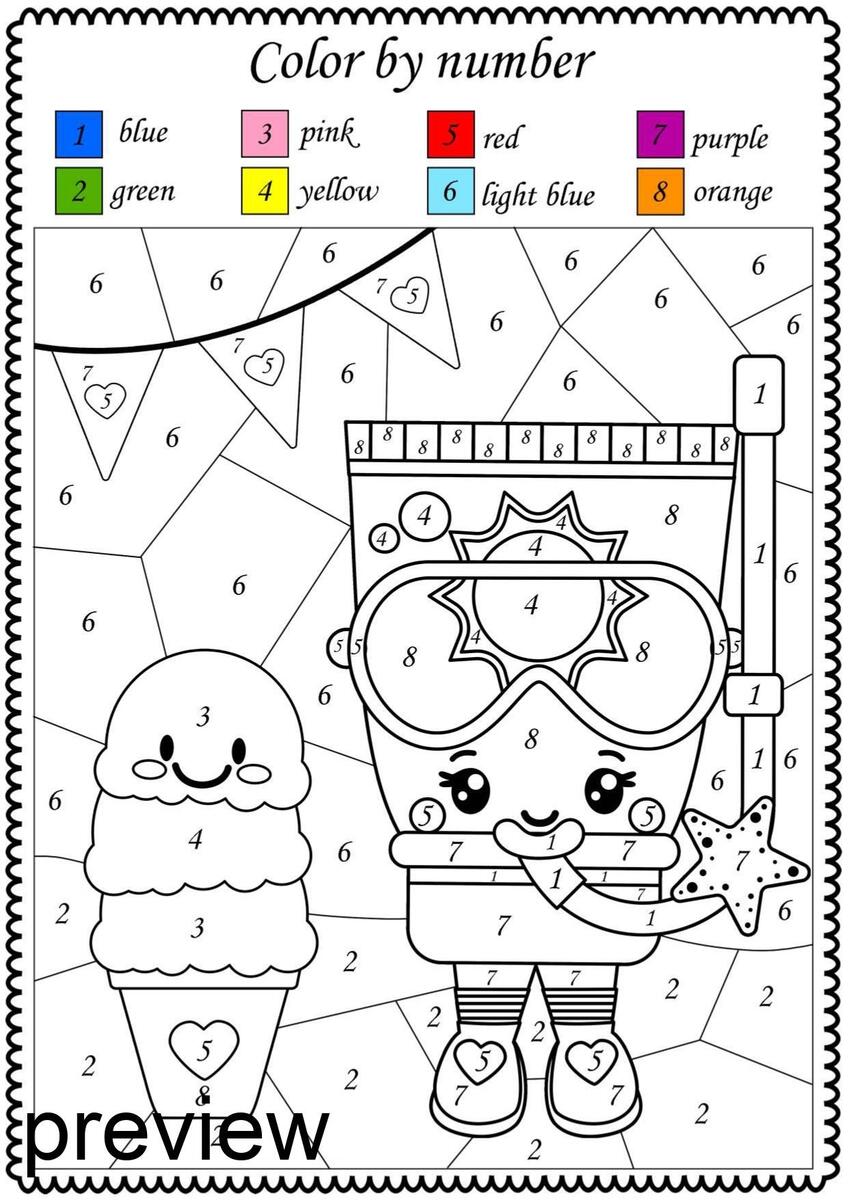 Color By Number Summer Printable Math Color By Code Worksheets For Kids Matching Numbers Activities For Kids Summer Coloring Sheets Etsy Making 10 Math Coloring Worksheet Free Printable Digital PDF