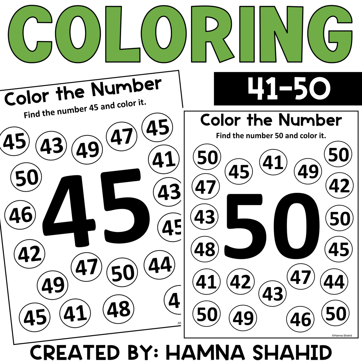 Color The Number 41 50 Made By Teachers