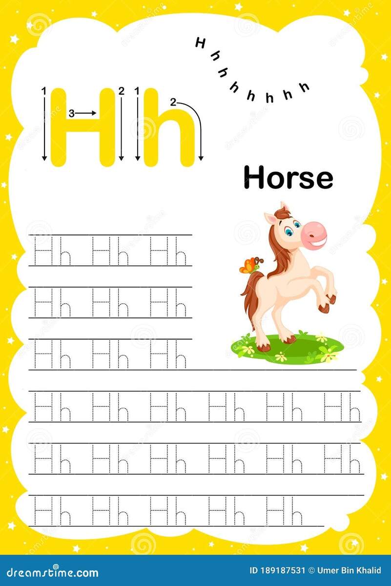 Colorful Letter H Uppercase And Lowercase Alphabet A Z Tracing And Writing Daily Printable A4 Practice Worksheet With Cute Stock Vector Illustration Of Letter Learn 189187531