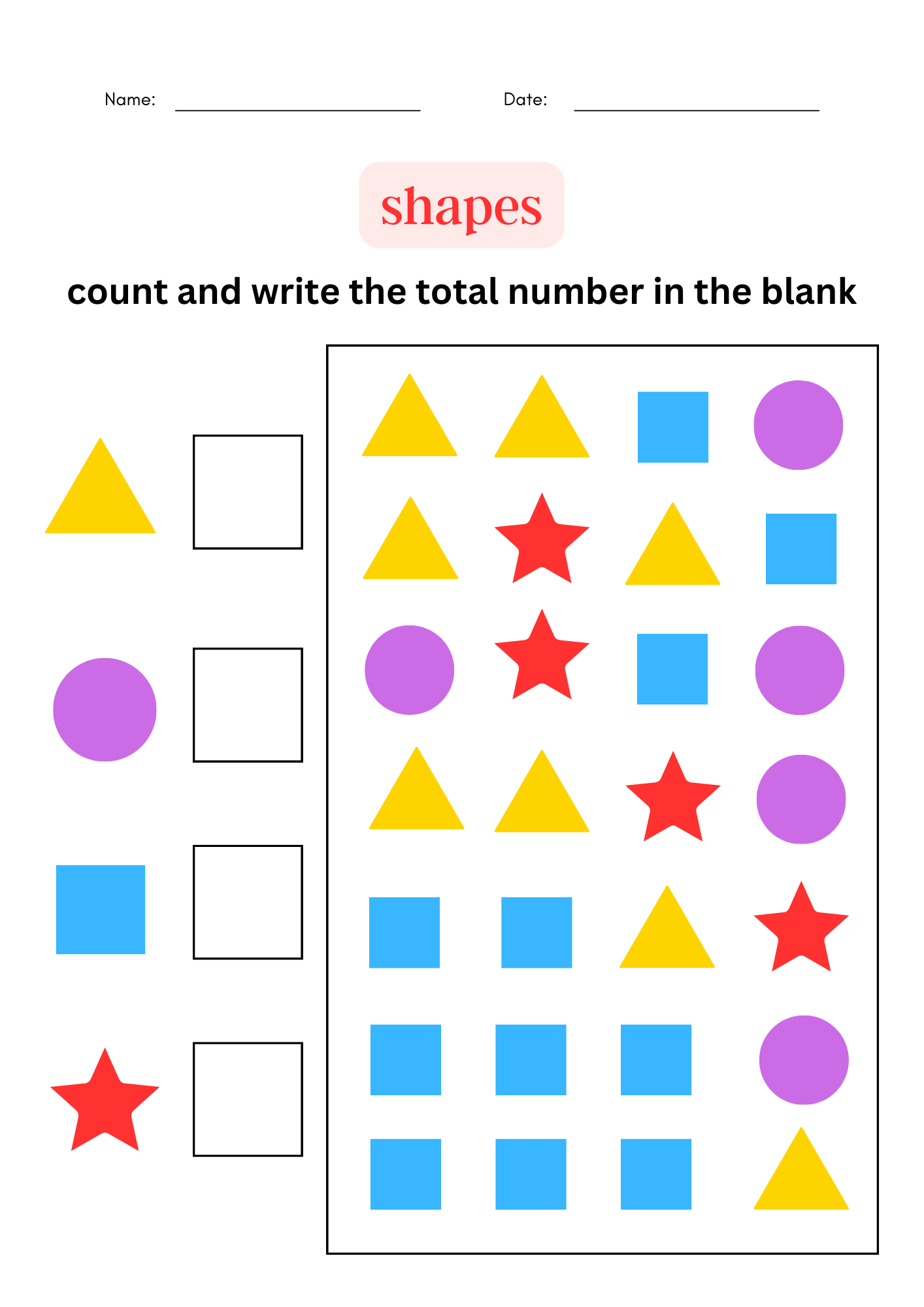 Coloring And Printable Shapes 2D Worksheets For Grade 1 2 3 Made By Teachers The Shape Song 1 2 Template Super Simple