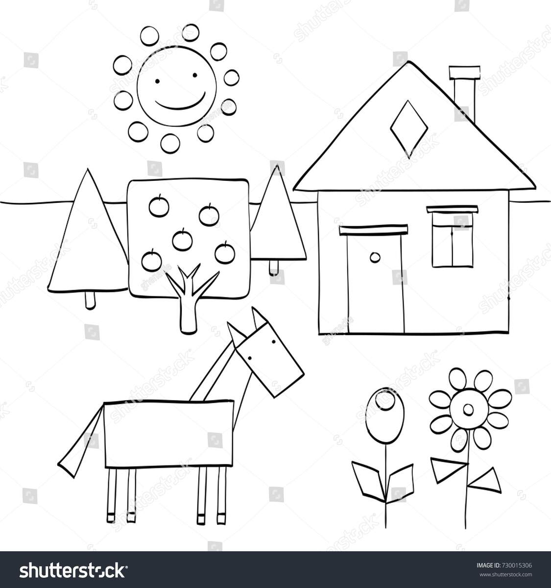 Coloring Page Children Find Geometric Shapes Stock Vector Royalty Free 730015306 Shutterstock