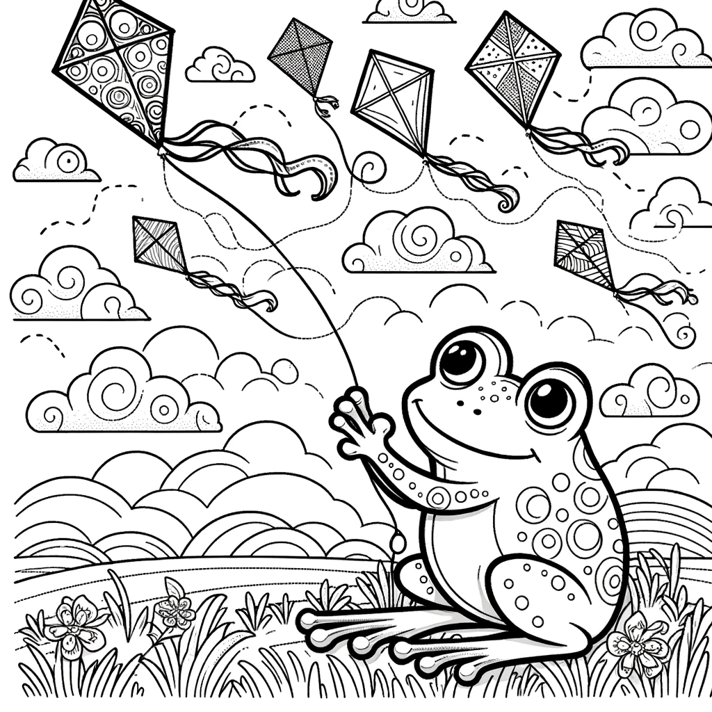 Coloring Page Frog Kite Adventure Free Printable Color Page For Kids Coloring Page Frog Kite Adventure Free Printable Color Page For Kids