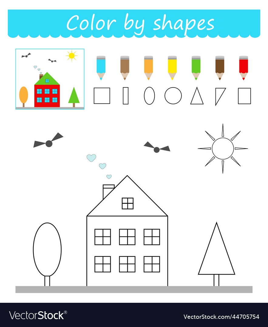 Coloring Page Children Find Geometric Shapes Stock Vector Royalty Free 730015306 Shutterstock
