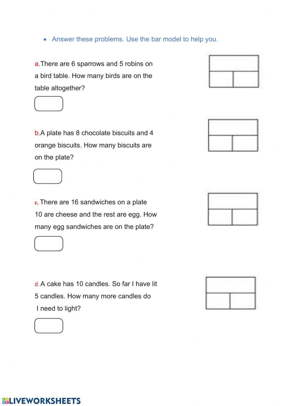 Comparison Word Problems Using Bar Model Math Worksheets Worksheets Library