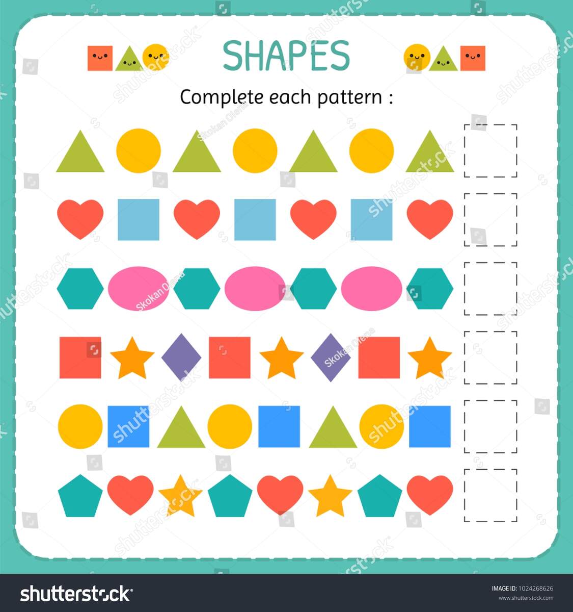 Complete Each Pattern Learn Shapes Geometric Stock Vector Royalty Free 1024268626 Shutterstock Complete Each Pattern Learn Shapes Geometric Stock Vector Royalty Free 1024268626 Shutterstock