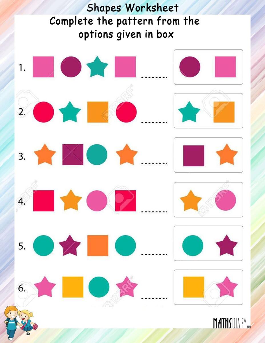 Complete Pattern Of Shapes Math Worksheets MathsDiary Complete Pattern Of Shapes Math Worksheets MathsDiary