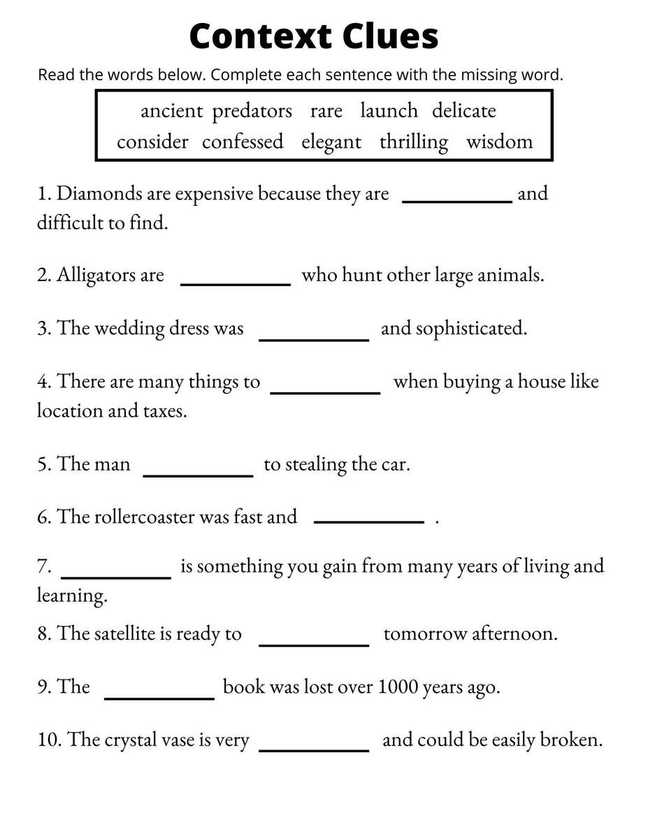 Context Clues Worksheets Vocabulary Printable 1st Through 3rd Grade Etsy Context Clues Worksheets Vocabulary Printable 1st Through 3rd Grade Etsy
