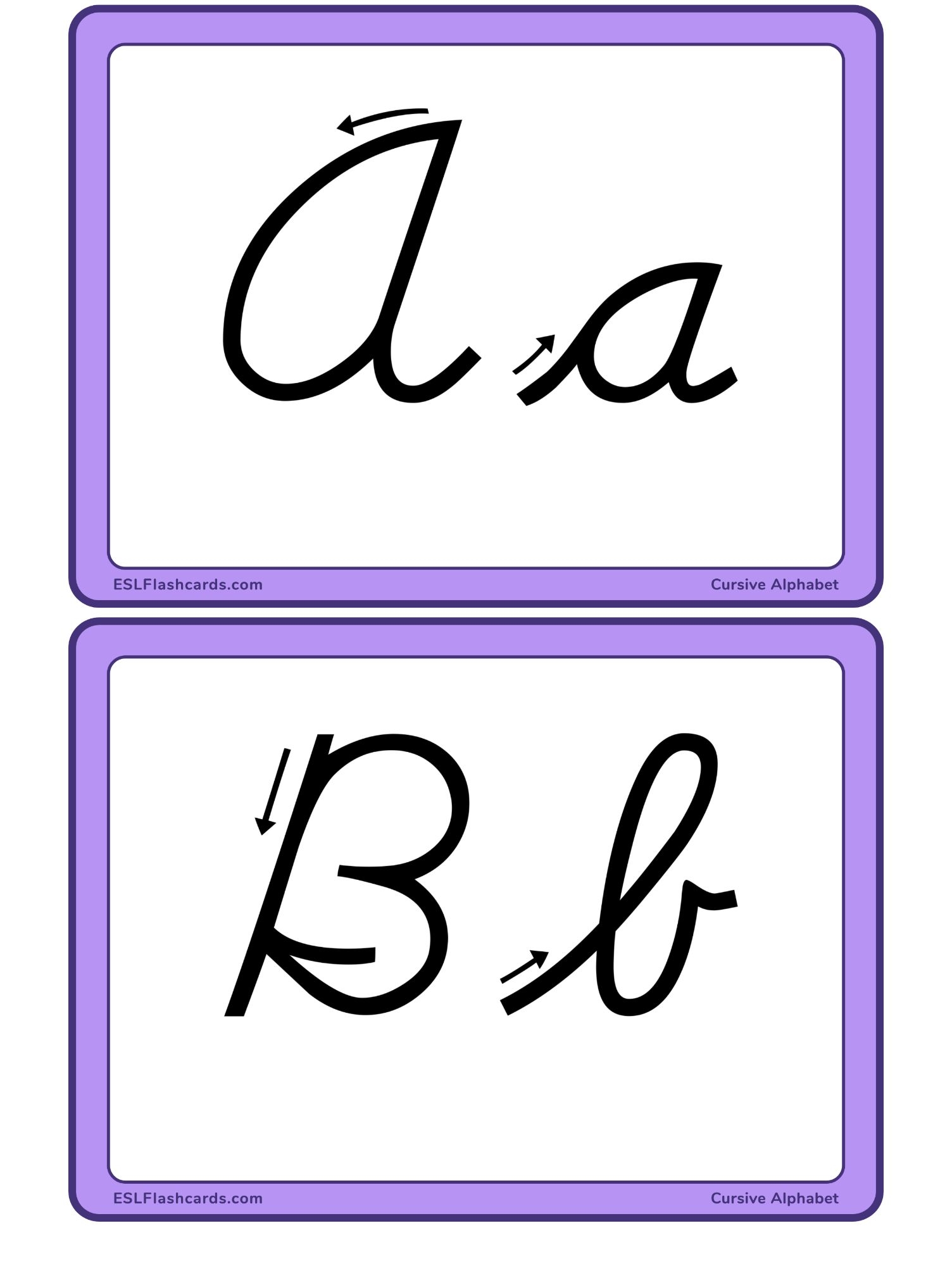 Cursive Alphabet ESL Flashcards Cursive Alphabet Worksheets And Tutorials For Each Letter