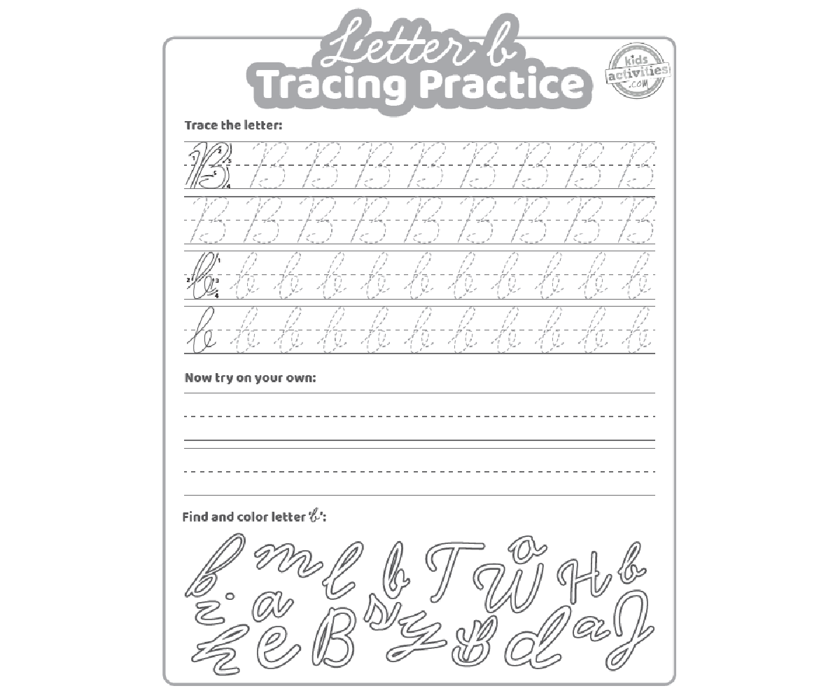 Cursive B Worksheets Free Printable Cursive Practice Sheets For Letter B Kids Activities Blog