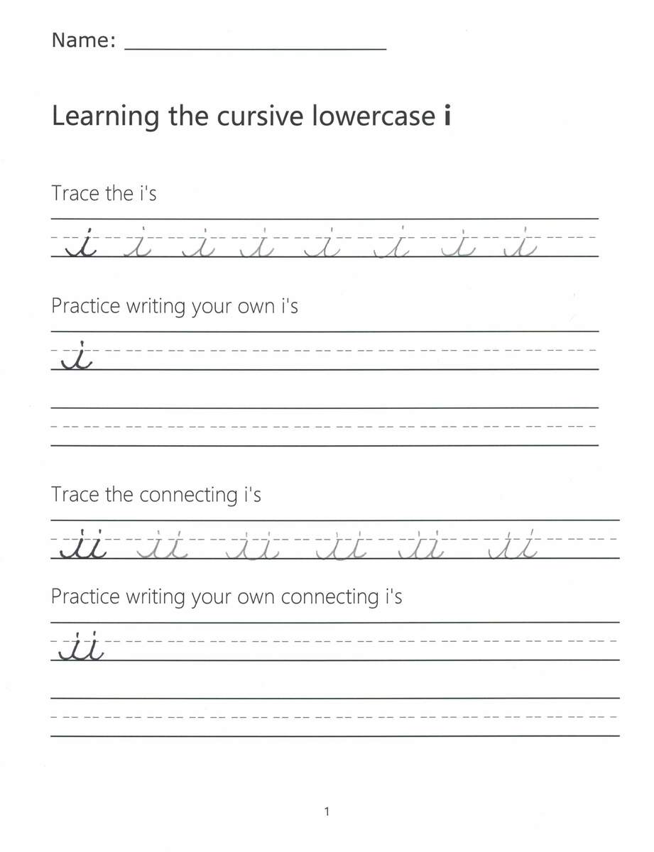 Cursive I How To Write A Lowercase I In Cursive