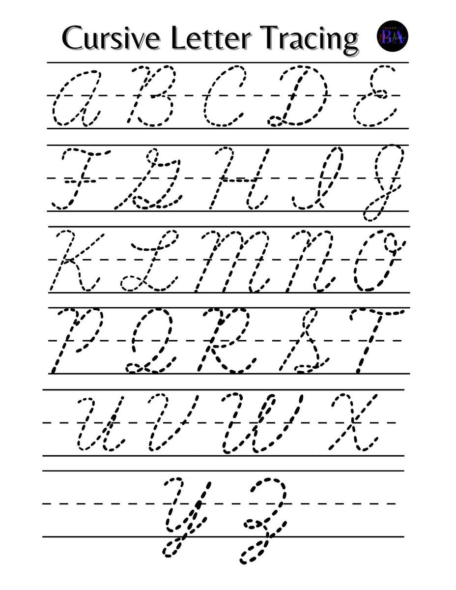 Cursive Alphabet Tracing Worksheet Printable Cursive Alphabet Tracing Worksheet Learn Cursive Handwriting Practice Cursive Alphabet Etsy