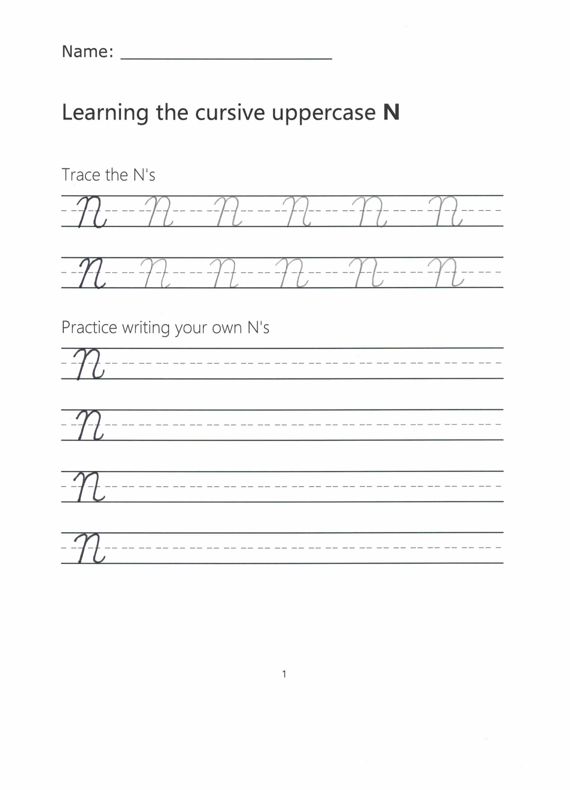 Cursive N How To Write A Capital N In Cursive