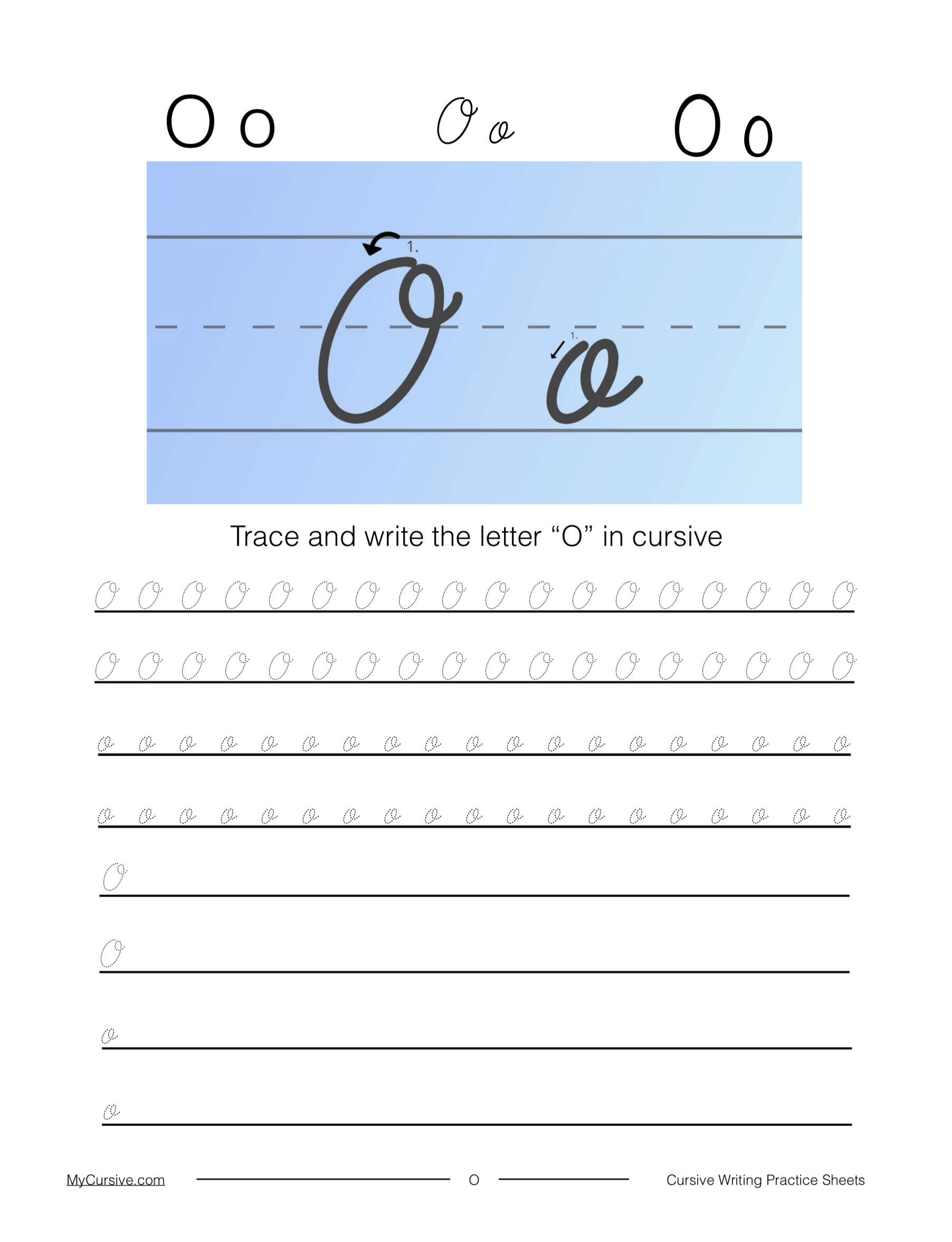 Cursive O Full Tutorial And Worksheet Cursive O Full Tutorial And Worksheet