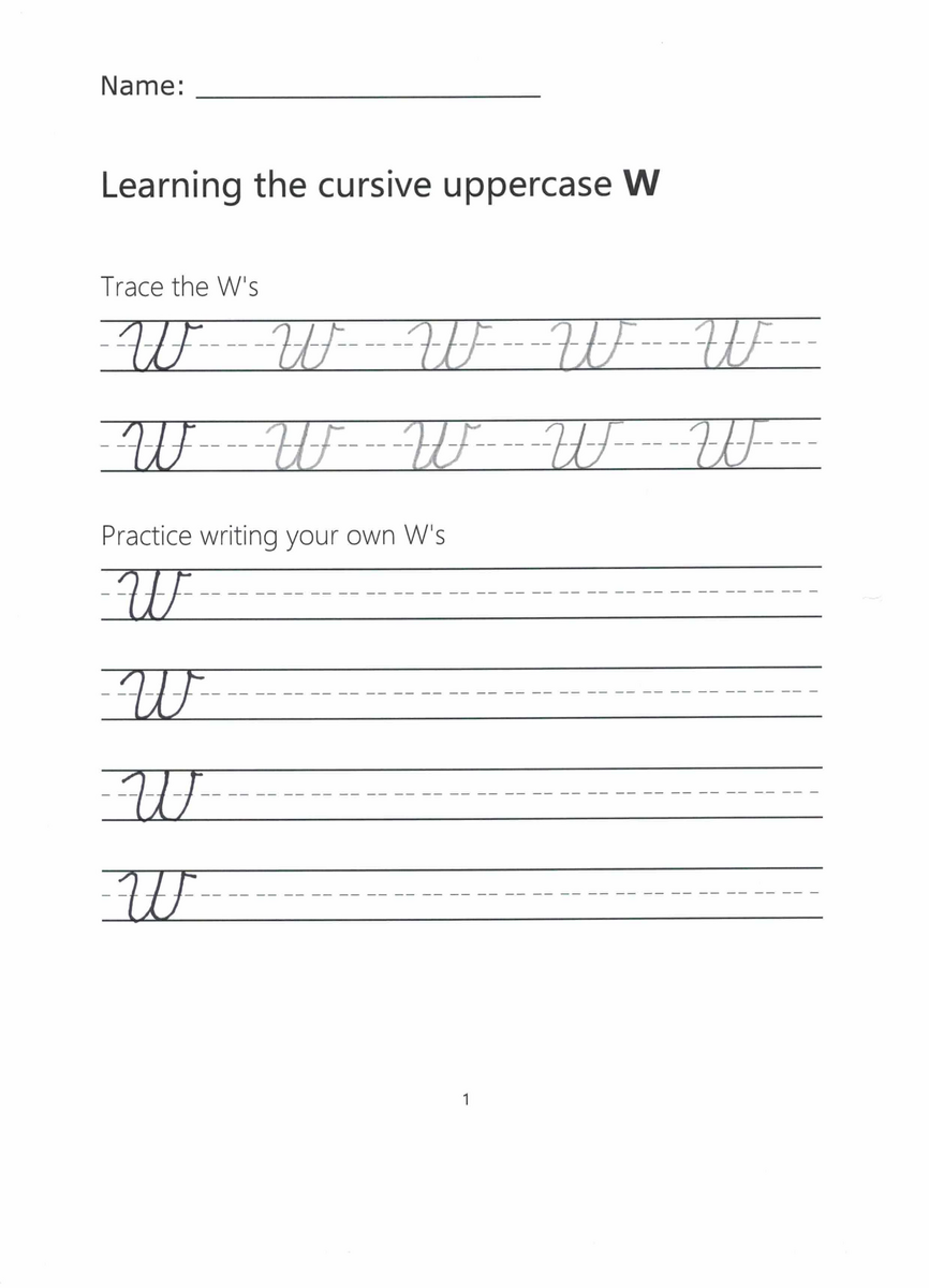 Cursive W How To Write A Capital W In Cursive