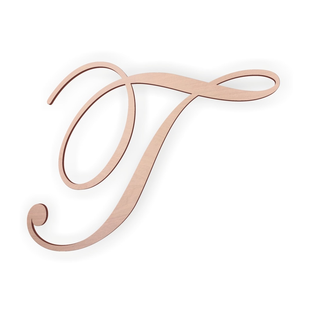 Cursive Wooden Letter T Unfinished 1 To 36 DIY Paintable Etsy