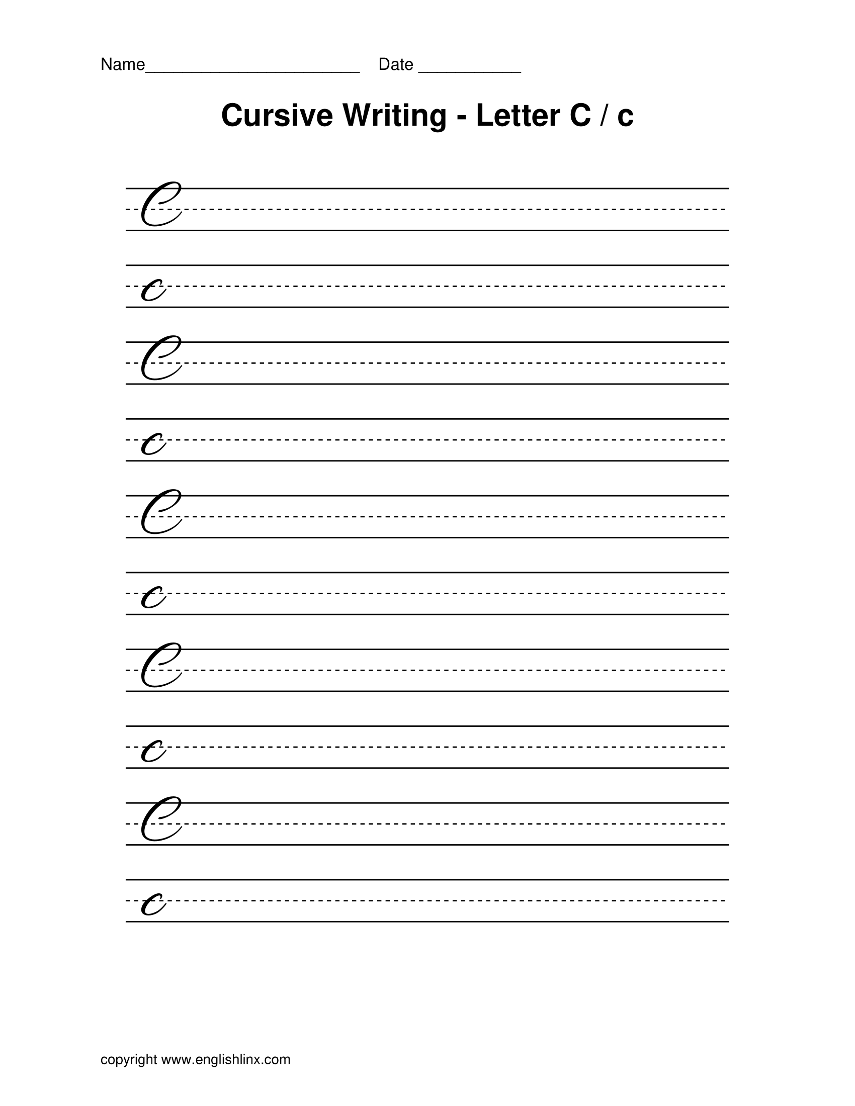 Cursive Writing Letter C C Cursive Writing Letter C C