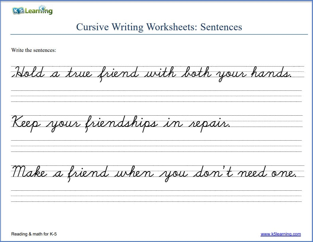 Cursive Writing Worksheets K5 Learning Cursive Sentences Free Worksheets For Practice 2025
