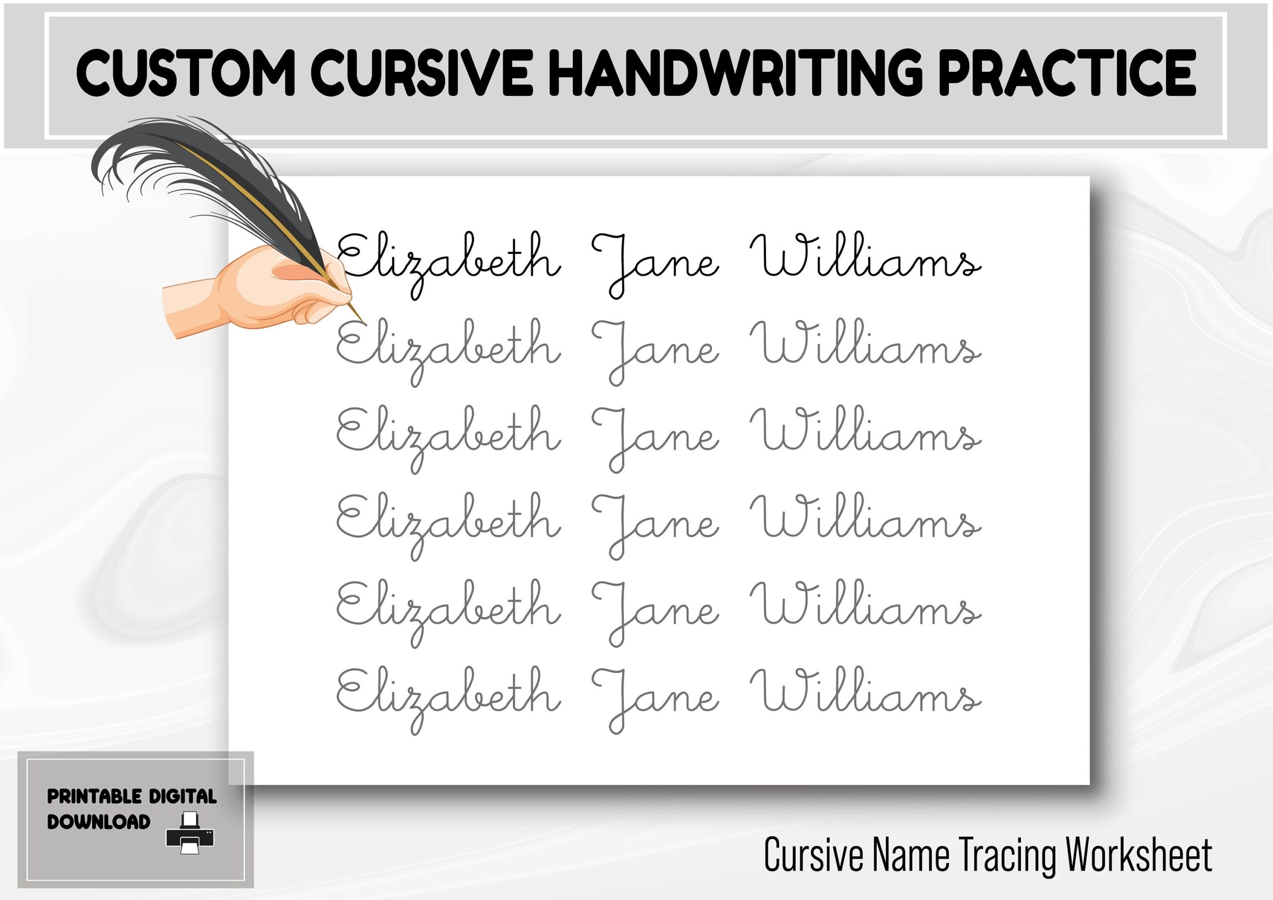 Custom Cursive Name Tracing Worksheet Handwriting Practice Digital Download Etsy Custom Cursive Name Tracing Worksheet Handwriting Practice Digital Download Etsy
