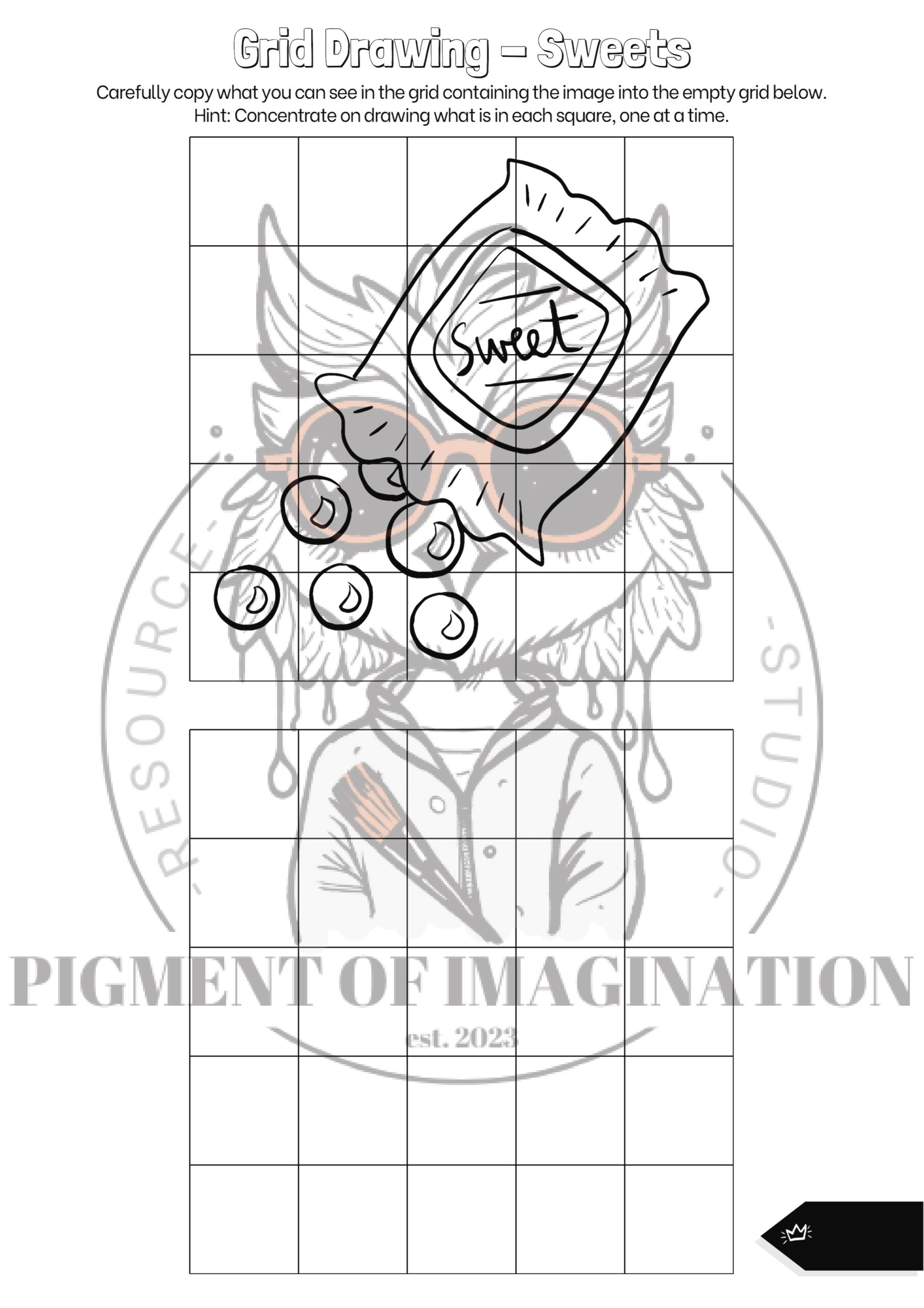 Differentiated Grid Drawing Sweets Candy Themed Worksheets Boost Art Skills Teaching Resources