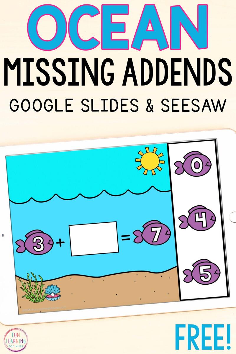 Digital Ocean Missing Addends Math Activity Digital Ocean Missing Addends Math Activity
