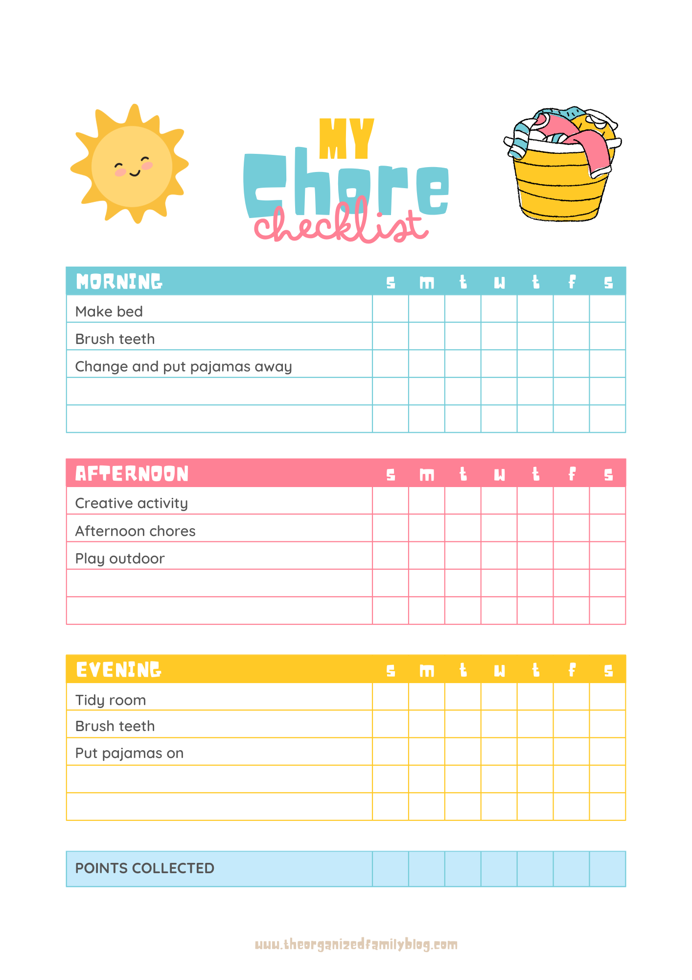 Free Printable Chore Chart For Toddlers Start Teaching Responsibility