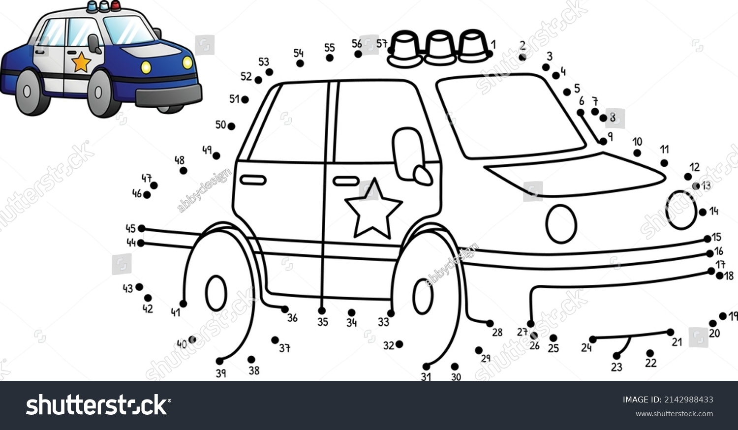 Dot Dot Police Car Isolated Coloring Stock Vector Royalty Free 2142988433 Shutterstock