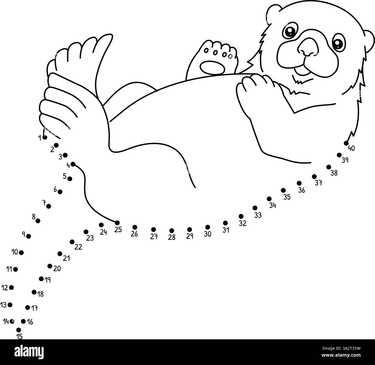 Dot To Dot Sea Otter Animal Isolated Coloring Page Stock Vector Image Art Alamy