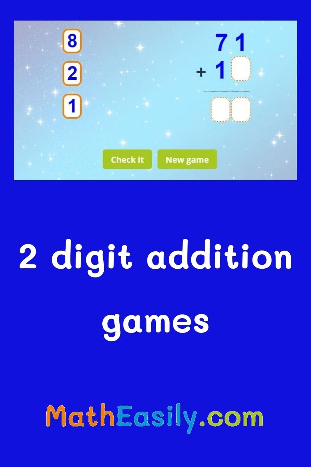 Double Digit Addition Games ONLINE Worksheets