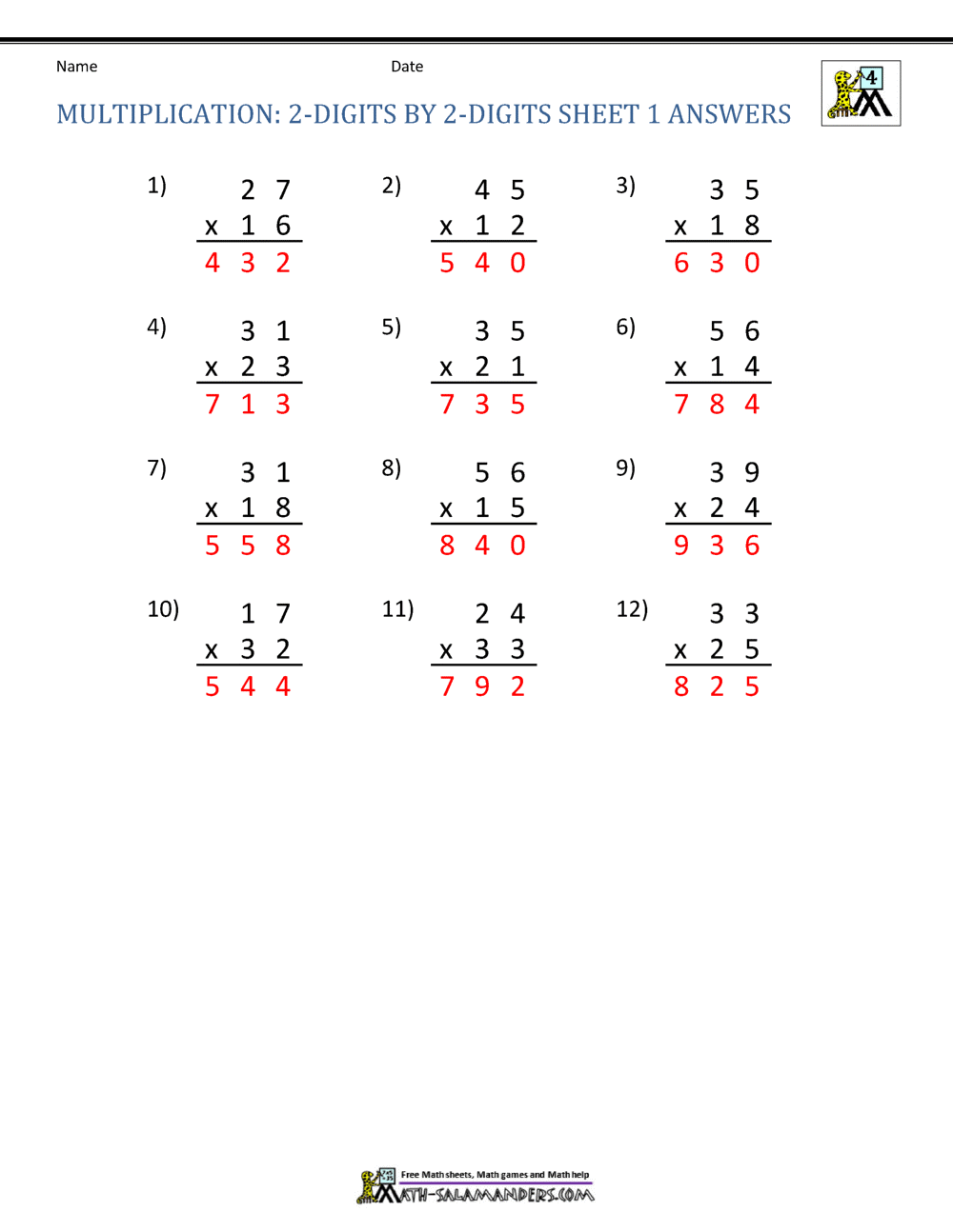 Double Digit Multiplication Worksheets 4th Grade Double Digit Multiplication Worksheets 4th Grade