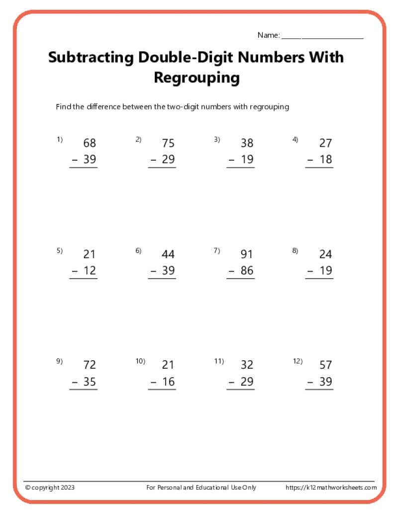 4 Digit Subtraction With Regrouping Borrowing 9 Worksheets Worksheets Library