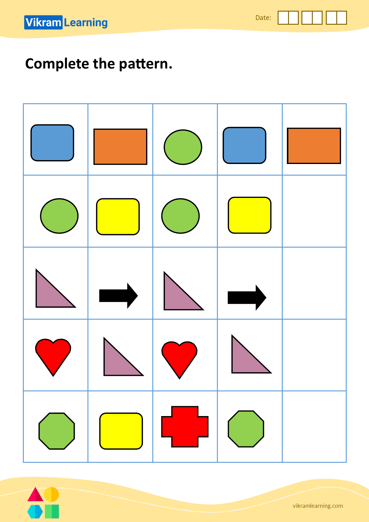 Download Complete The Pattern Worksheets Vikramlearning