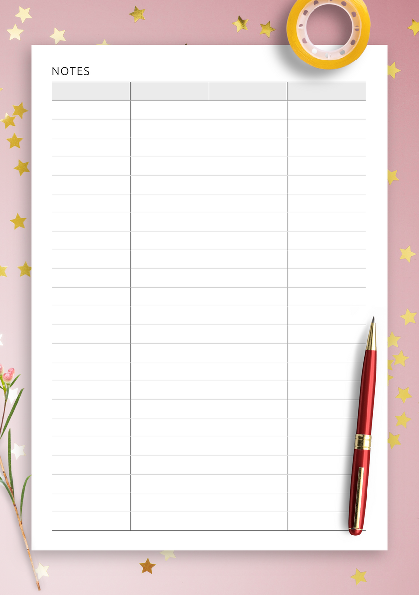 Download Printable Table 4 Column PDF 4 Column Paper 10 Free PDF Printables Printablee