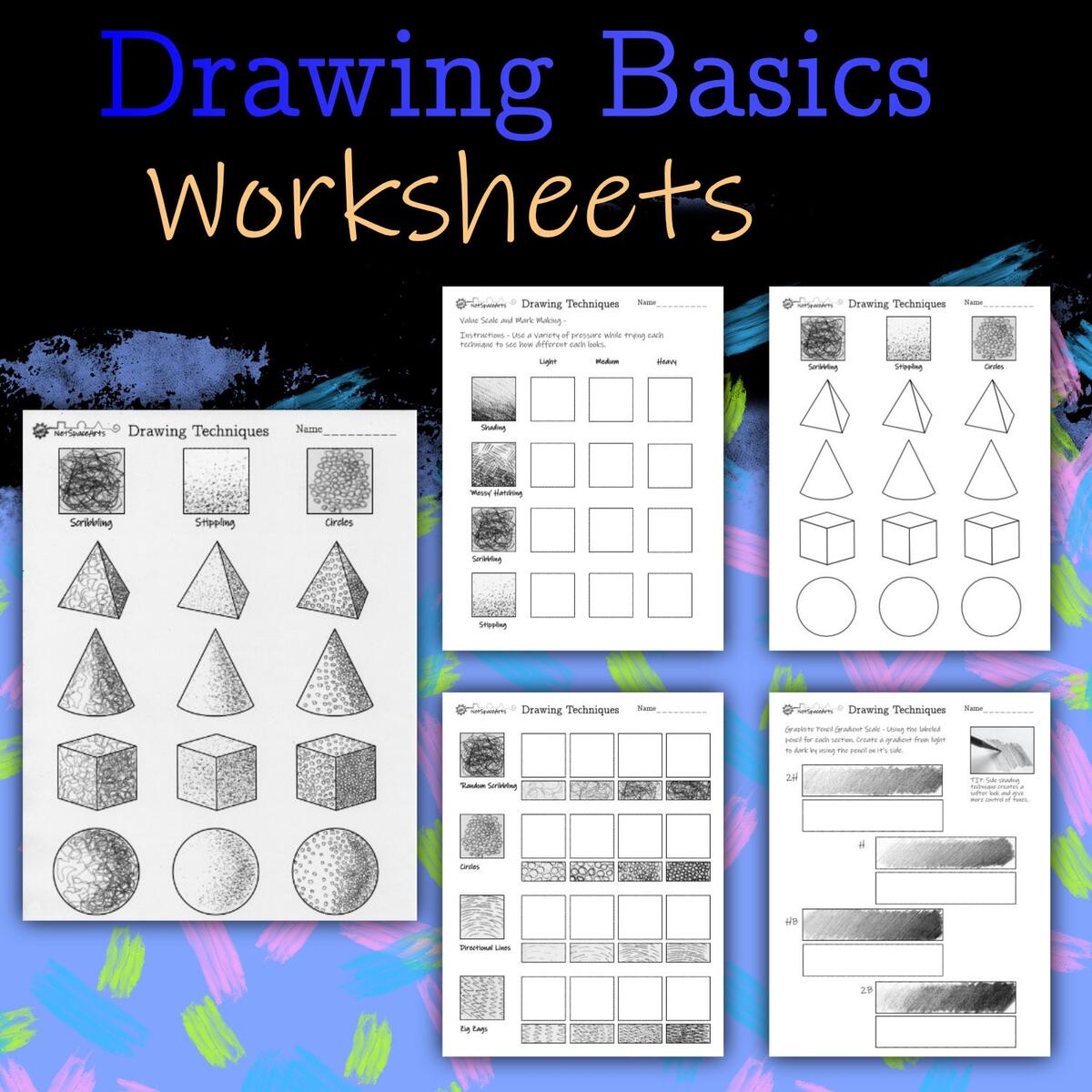 Drawing Skills Techniques Practice Worksheets