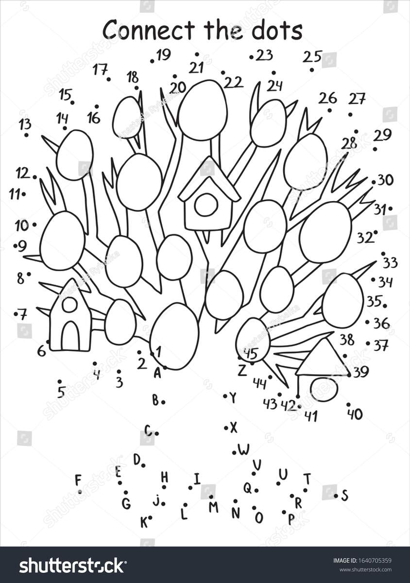 Easter Egg Tree Dot Dot Puzzle Stock Vector Royalty Free 1640705359 Shutterstock
