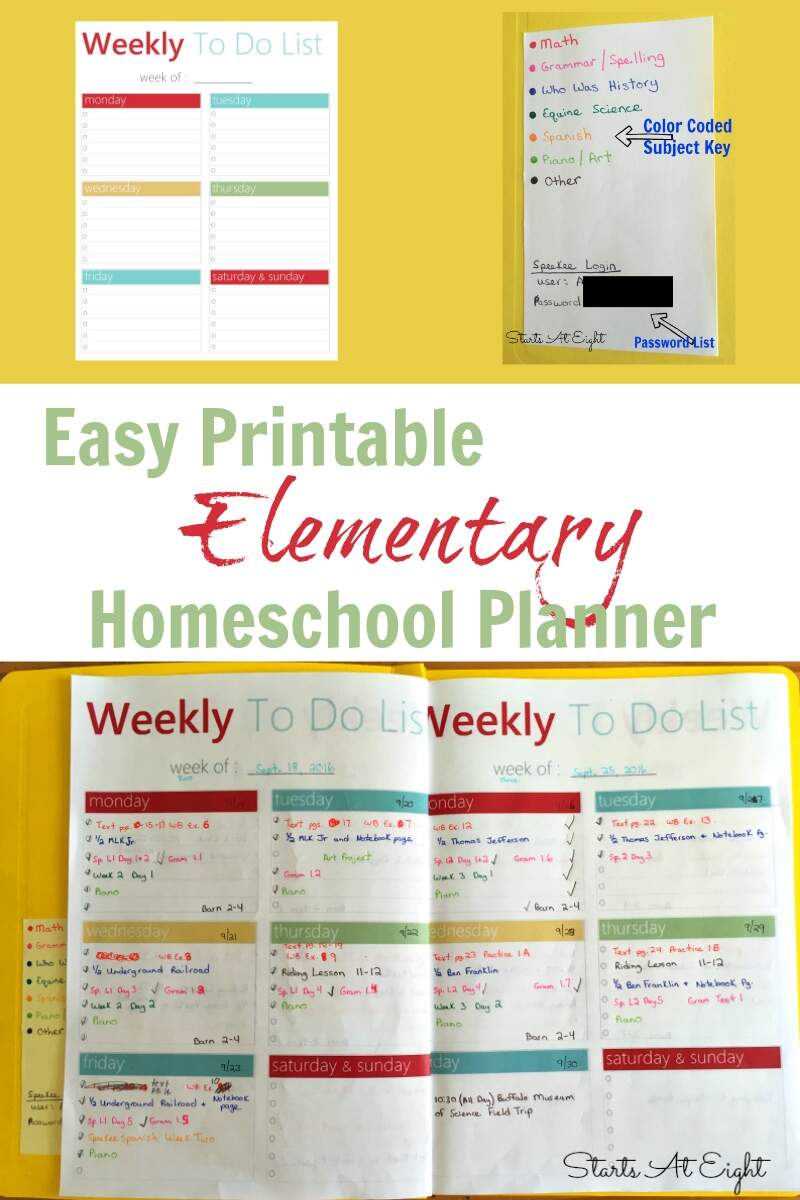Easy Printable Elementary Homeschool Planner StartsAtEight Free Printable Homeschool Planner The Organized Homeschooler