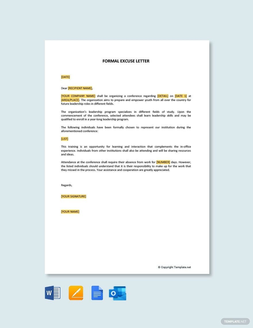 Editable Excuse Letter Templates In Google Docs To Download