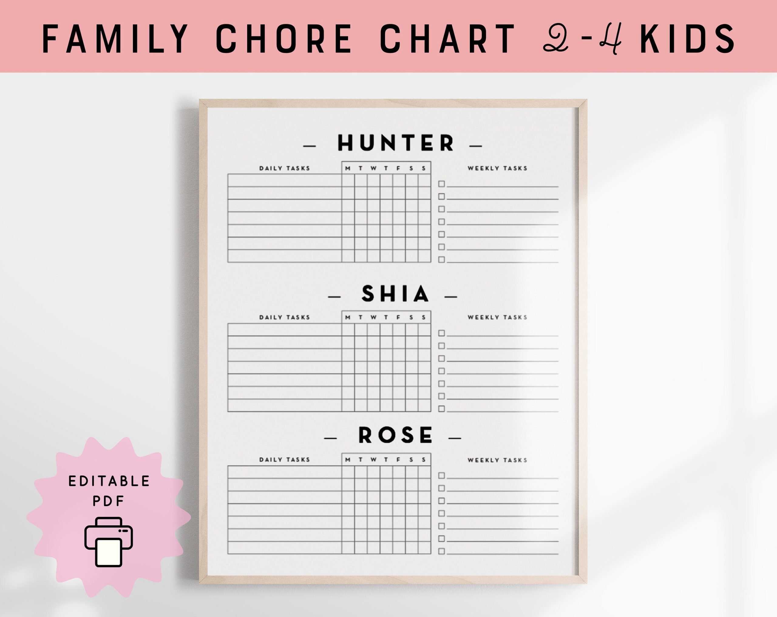 Printable Chore Chart For Kids Sunshine And Hurricanes