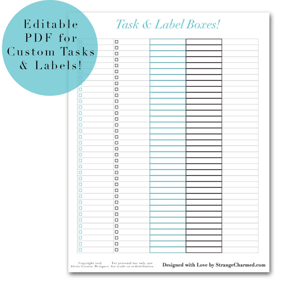 Editable Task Label Box Printable Planner Sticker Set The Charmed Shop