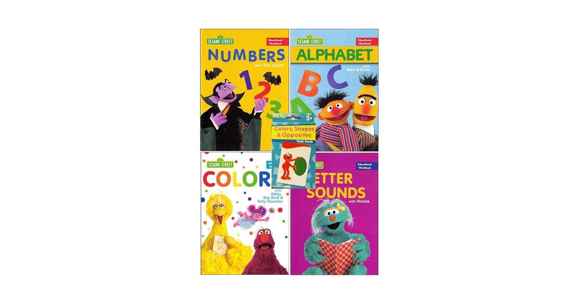 Educational Workbooks Bundles For Kids With Learning The Alphabet Numbers Colors Letter Sounds Pack Of 4 Sesame Street Includes Assorted Flashcards Amazon Sg Toys