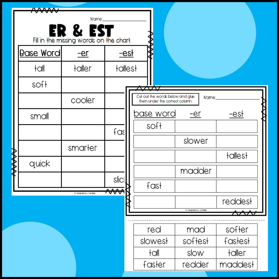 ER And EST Endings Worksheets Comparative Endings Made By Teachers